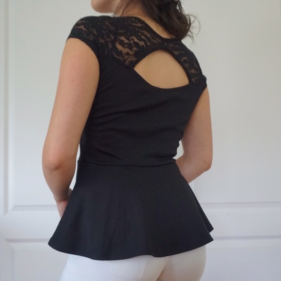 BLACK PEPLUM TOP - Picture 2 of 6